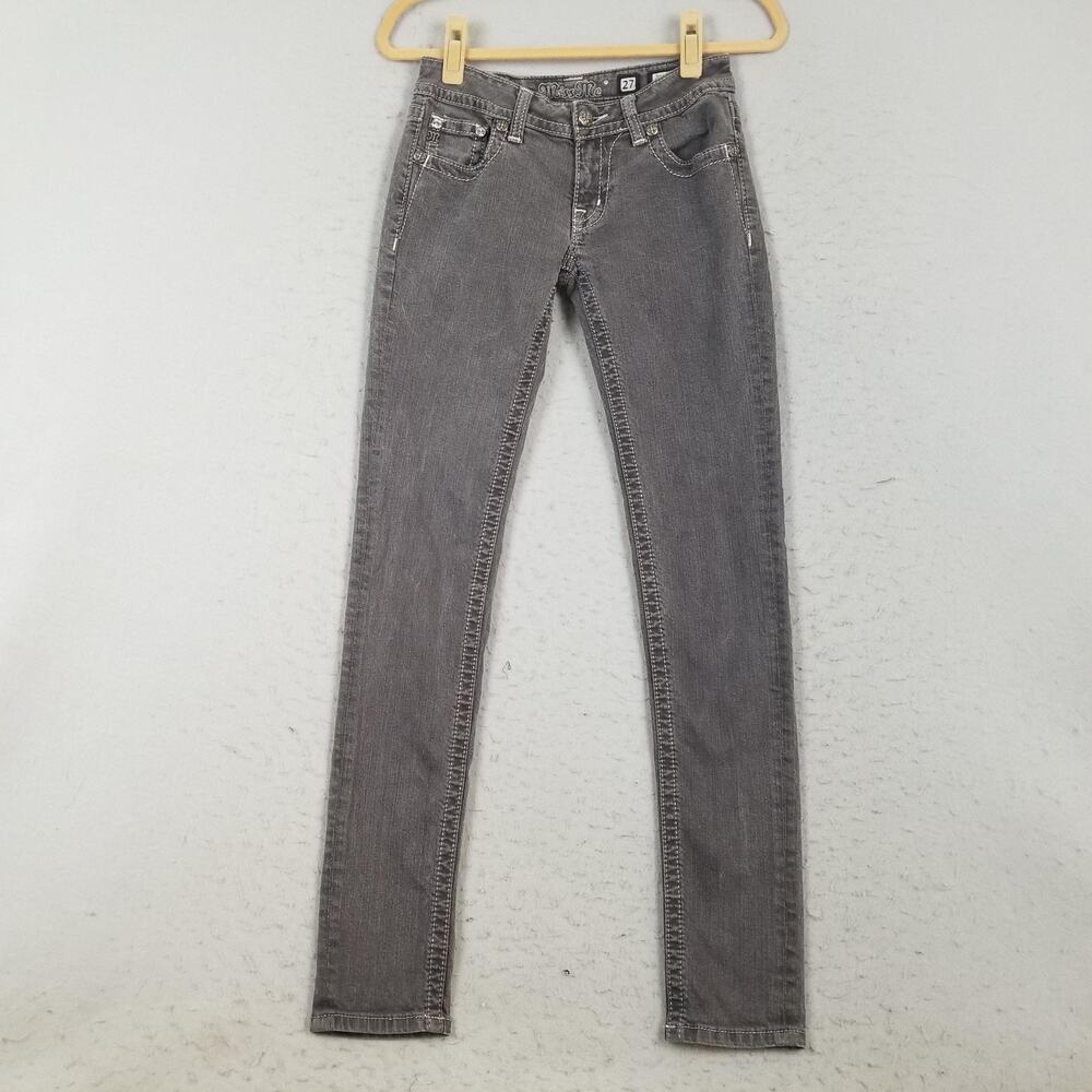 Miss Me Jeans Womens 27 Gray JP5489S Skinny Embellished Pockets Jeweled Denim